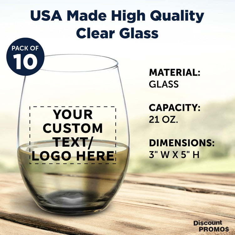 10 ARC Stemless Wine Glasses Set (10 Count)