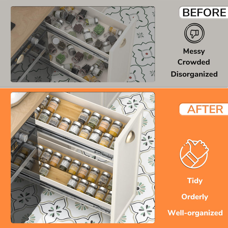 Bamboo Spice Drawer Organizer with Non (4 Count)