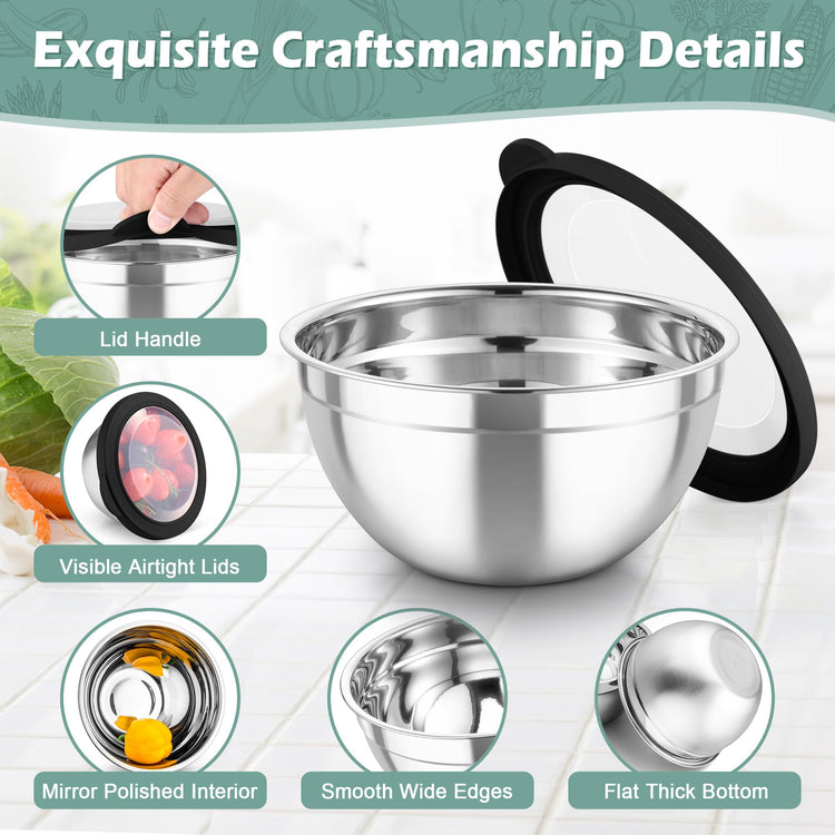 Mixing Bowls 3PCS Stainless Steel Serving Salad Bowls (3 Count)