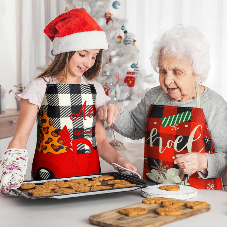 4 Pcs Christmas Aprons Waterproof for Women Men (4 Count)