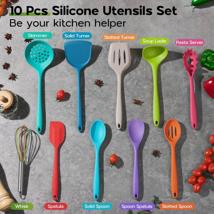 Silicone Kitchen Utensils (10 Count)