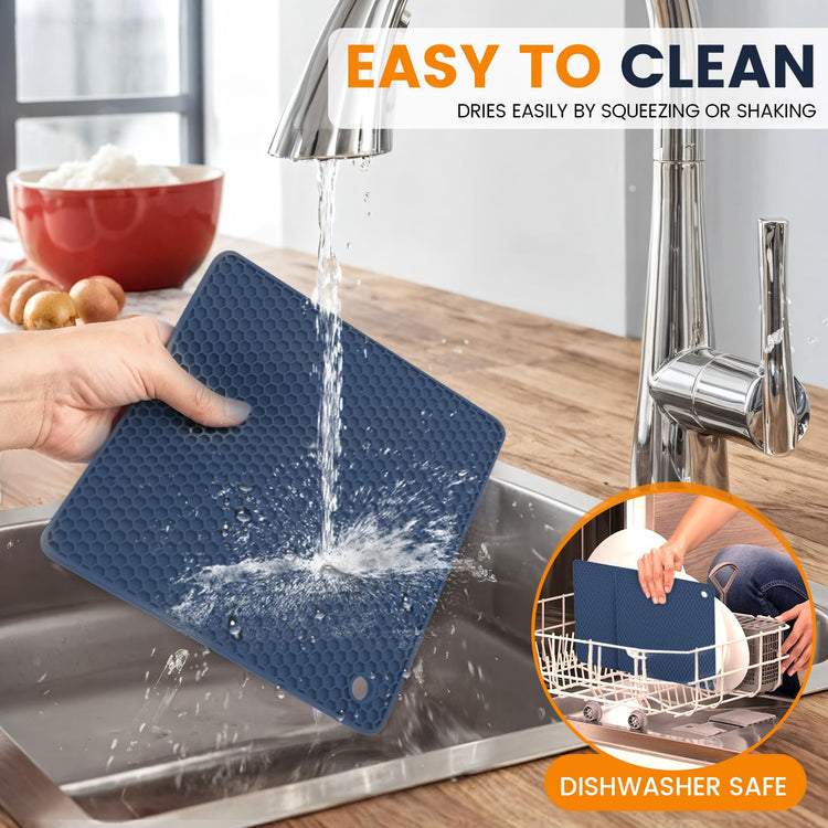 Silicone Trivet Mats 4 Heat Resistant Pot Holders Multipurpose Non (4 Count)