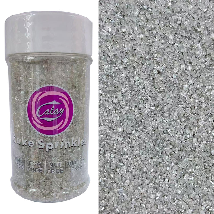 Sliver Sanding Sugar for Baking Edible Sparkling Sugar Sprinkles Coarse Sugar Crystals for Baking Topping Cake Cookie Cupcake Topper Ice Cream Decoration Supplies 3.2 OZ (3.2 Ounce)