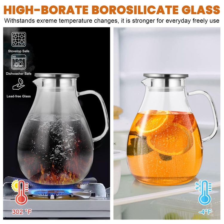 3 Litre 101oz Glass Pitcher with Lid and Spout