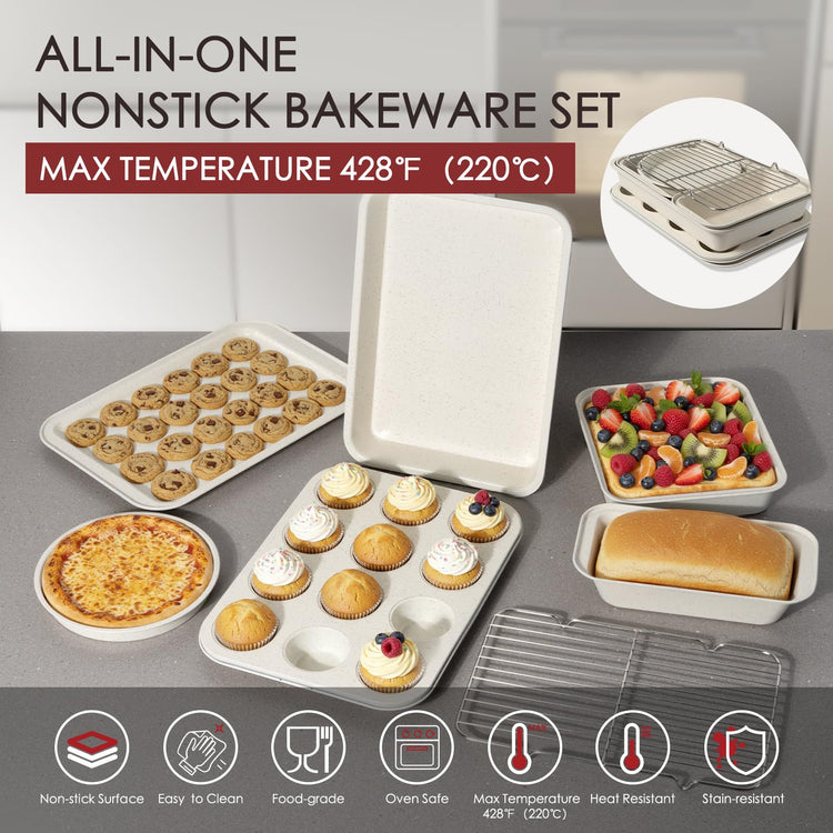 Pots and Pans Set Non Stick 31 Piece Kitchen Nonstick Cooking Cookware Sets with Grill Pan Saucepan Baking Sheet Utensil