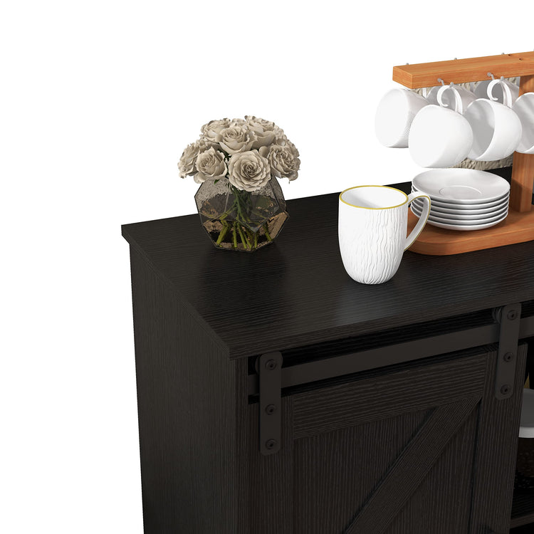 Sliding Barn Door Buffet Sideboard Storage Cabinet Coffee Bar Kitchen Farmhouse Style