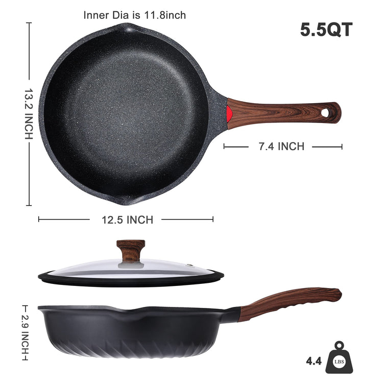 Nonstick Deep Frying Pan Saute Pan with Lid