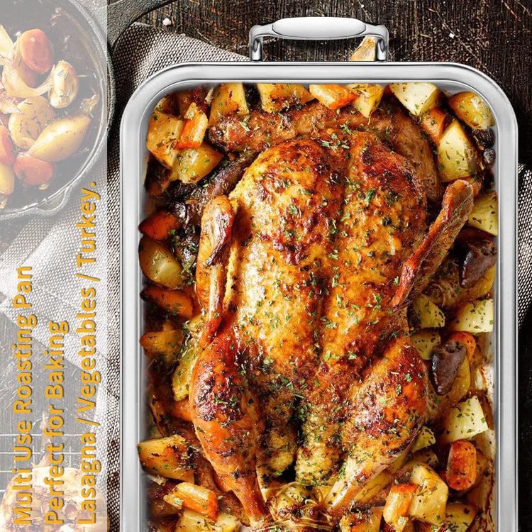 15 Inch Stainless Steel Roasting Pan with Cooling Rack