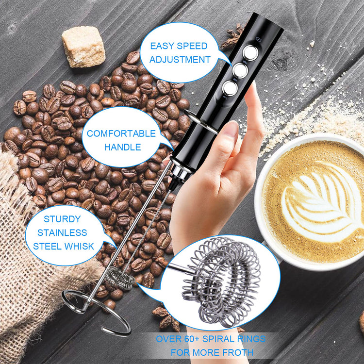 Rechargeable Handheld Milk Frother Wand for Coffee