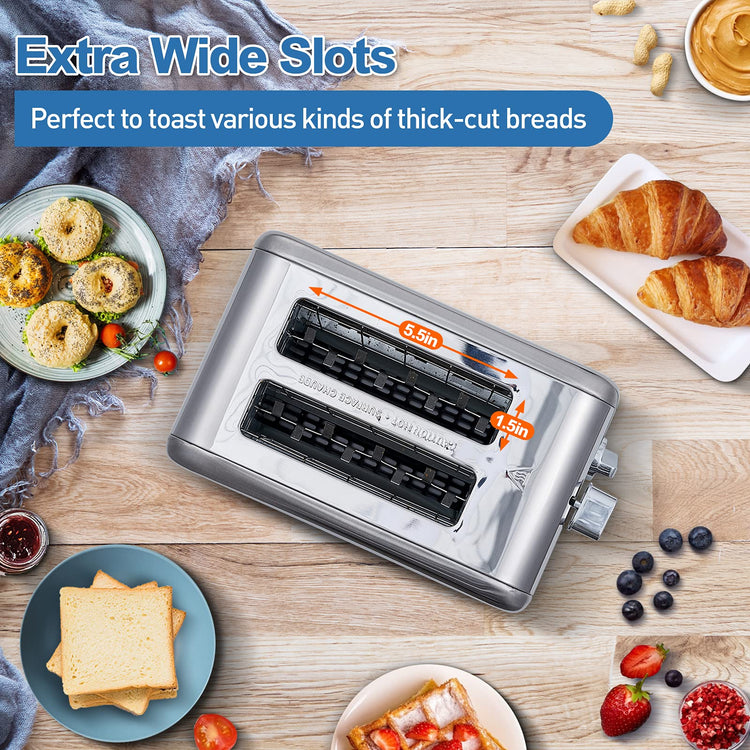 2 Slice Stainless Steel Toaster with Digital LED Display