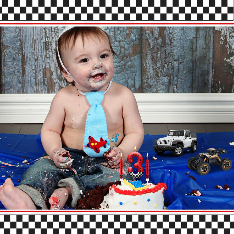 13PCS Racing Car Theme Birthday Candle Set with Checkered Flag Design (13 Count)