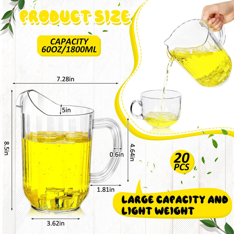 20 Pcs Plastic Water Pitchers (20 Count)