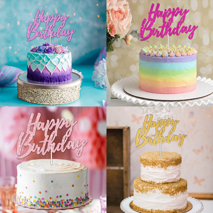Happy Birthday Cake Toppers Black Glitter Birthday Cake Decoration Cake Baking Supplies 18th 30th 40th Birthday Cake Toppers For Boys Girls Men Women Birthday Party Photo Booth Props