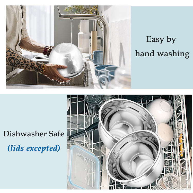 Mixing Bowls Stainless Steel Nesting Salad Bowls Set (6 Count)