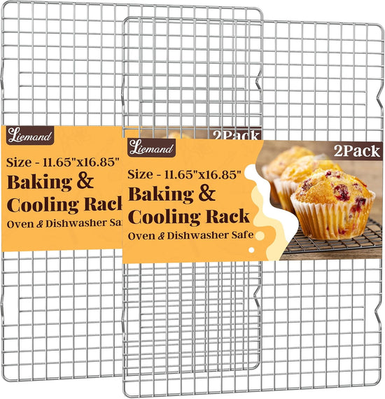 Cooling Racks for Cooking and Baking - 2 PCS 11.65" x 16.85" Grid Wire Baking Rack for Oven Cooking, Baking, Grilling, Roasting -Dishwasher Safe Bacon Rack- Fits Half Sheet Cookie Pan - Nestoria