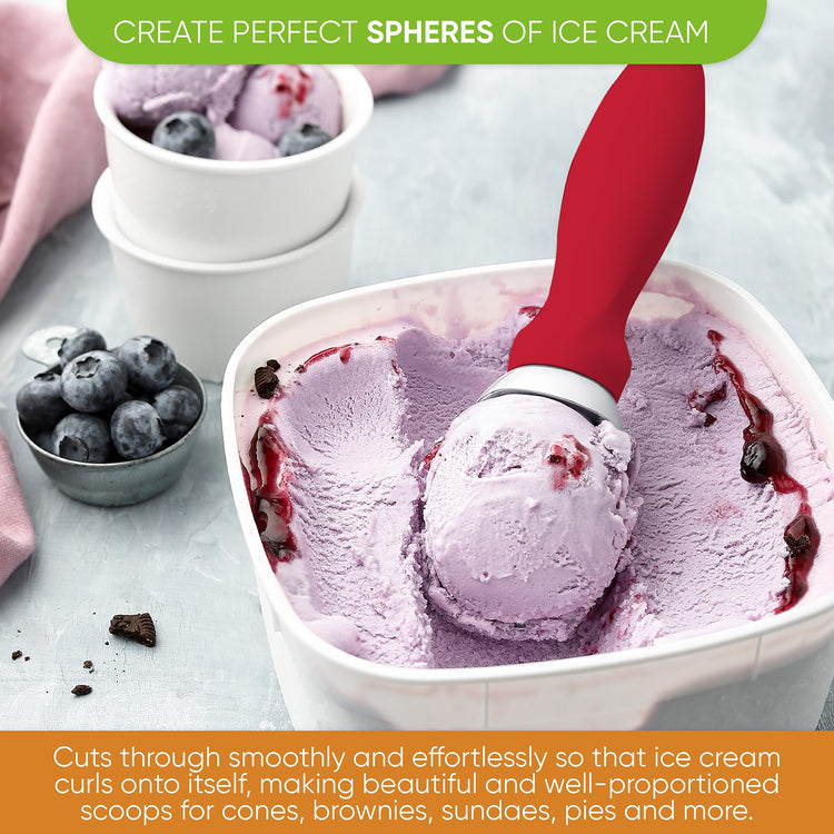 Heavy Duty Metal Ice Cream Scoop with Soft Grip Handle