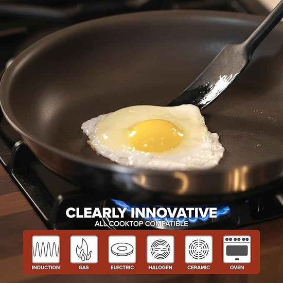 Viking PureGlide Pro 3-Ply Nonstick Cookware Set, Made without PFAS, 10-Piece Induction Pots and Pans Set, Metal Utensil Safe Titanium Nonstick Surface, Oven Safe to 600F