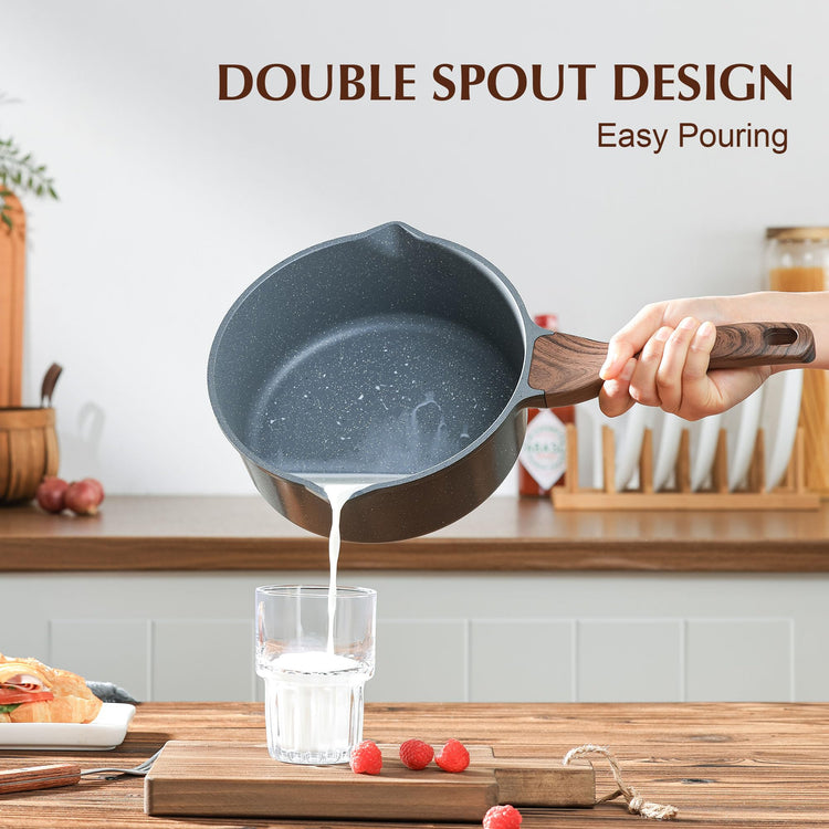 3 Quarts Nonstick Saucepan with Double Pouring Spout