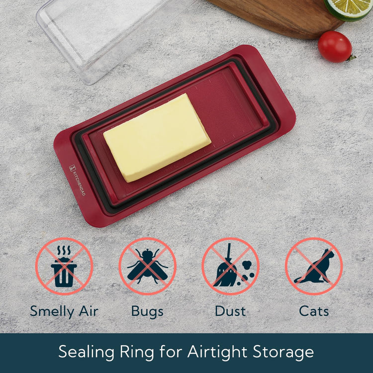 Airtight Butter Dish with Lid for Countertop and Fridge