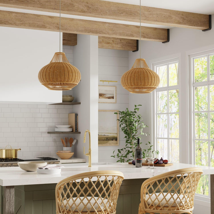 1050029 Wicker Pear Pendant Lamp