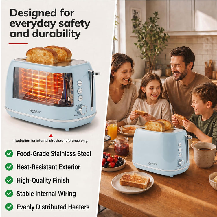 Retro 2 Slice Stainless Steel Toaster with 6 Bread Shade Settings