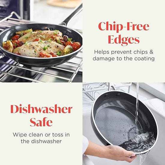 Orfeo 11” Nonstick Frying Pan, Made in Italy, Diamond Ceramic PFAS-Free Cookware, Induction Ready, Scratch Resistant, Laser-Fused Surface for Durability, Dishwasher Safe, Black