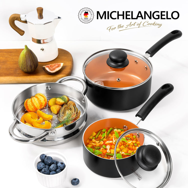 Nonstick Ceramic Saucepan Set with Lid
