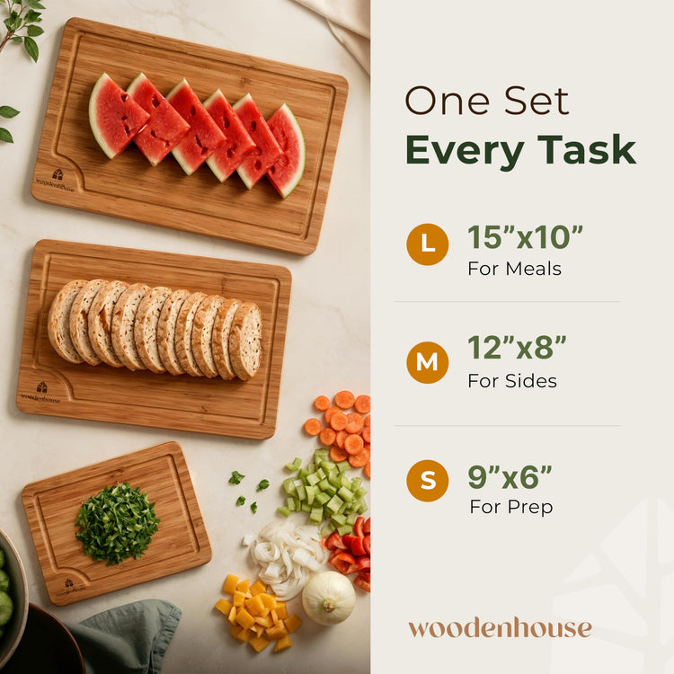 Wooden Cutting Board Set of 3 (3 Count)