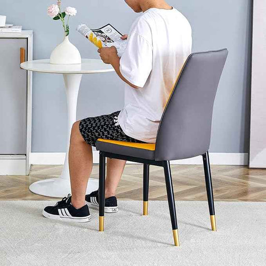 Modern Dining Chairs Set - Orange PU Leather Armless Chairs with Metal Legs for Dinner Room, Office, Waiting Room (Set of 6)