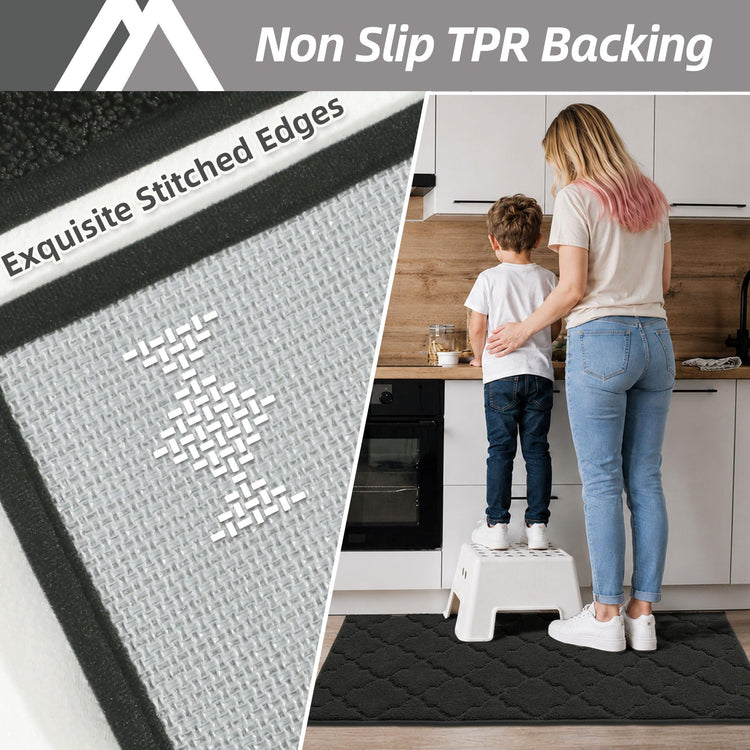 Soft Kitchen Rugs Set of 2 Non Slip 24"x35"+24"x60"
