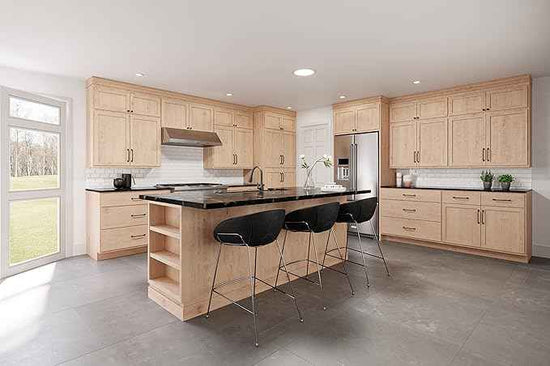 Quicklock RTA (Ready-to-Assemble) 42" Tall Wall Kitchen Cabinets - Shaker Style | 100% Hardwood | Made in America | Soft Close Hardware (Raw Maple, 12" D x 24" W x 42" H)