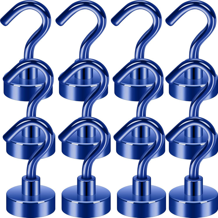 Neosmuk Magnetic Hooks, Cruise Ship Essentials, 30lb+ Heavy Duty Magnetic Hooks for Cruise Cabins, Refrigerator, Grill, Hanging, and Travel | Extra Strong Must-Haves Magnet Hook(Navyblue,Pack of 12)