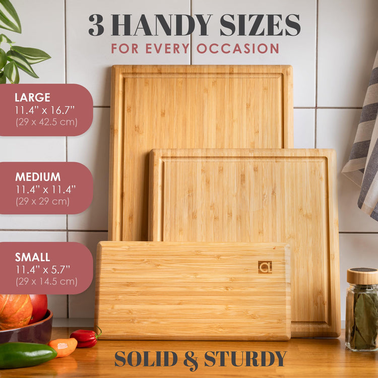 Chorus Bamboo Cutting Board Set with Juice Groove