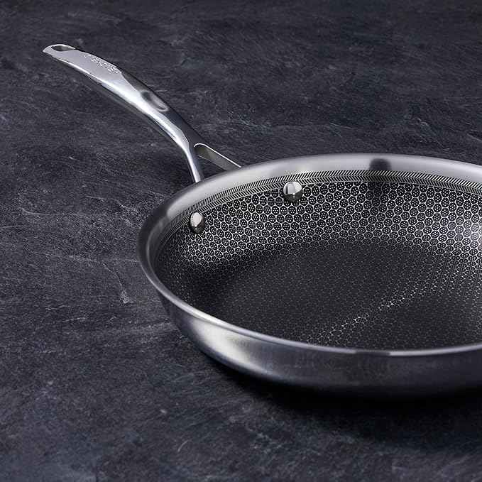 HENCKELS Paradigm 5-pc Cookware Set, Nonstick Frying Pan and Silicone Utensil Set, 3-Ply Stainless Steel Skillets for Induction Cooktop, Gas & Electric Stovetops – Dishwasher Safe & Oven Safe