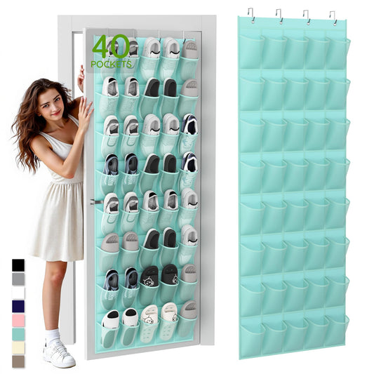 Over the Door Shoe Organizer with 40 Large Breathable Mesh Pockets