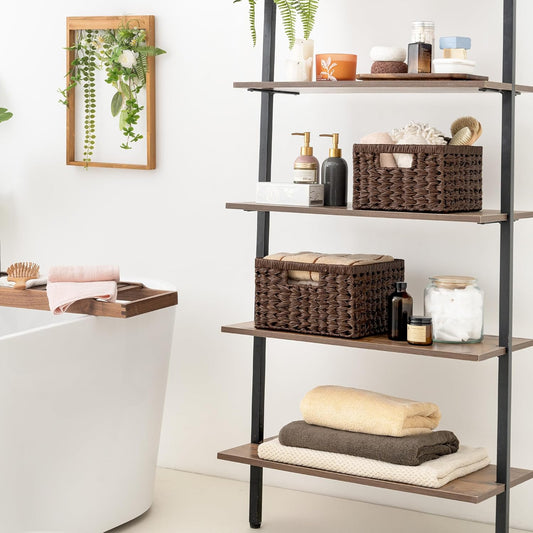 GRANNY SAYS Wicker Baskets for Organizing, Storage Basket for Shelves, Square Shelf Baskets with Handles, Waterproof Woven Basket for Living Room, Baskets for Entryway, Brown