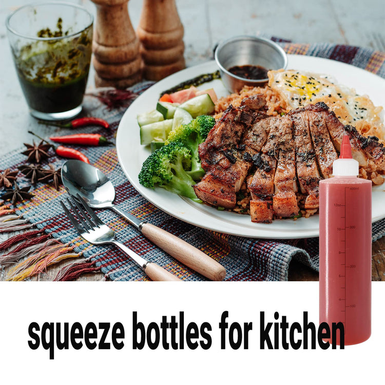 6 Pack 12 oz Graduated Plastic Squeeze Squirt Condiment Bottles (6 Count)