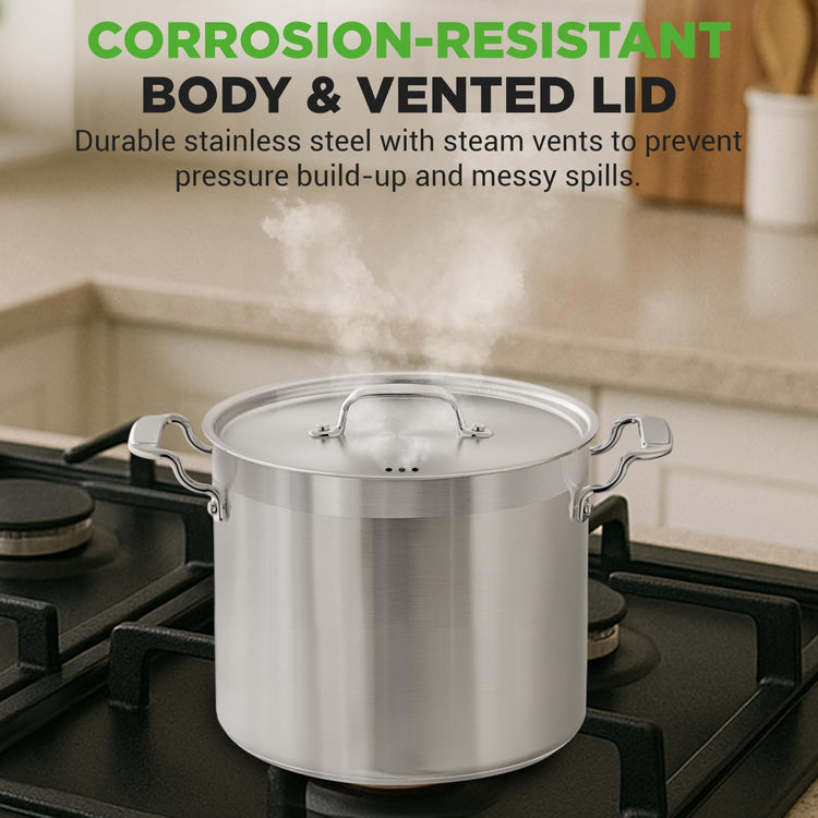 12 Quart Stainless Steel Stockpot with Stainless Steel Lid
