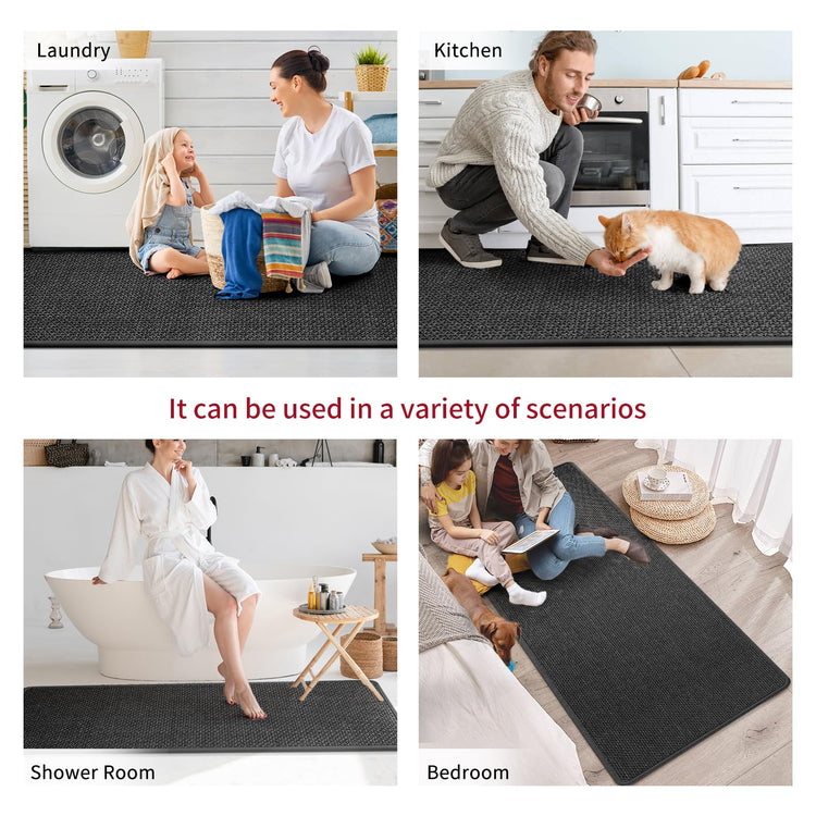 Kitchen Rugs Kitchen Mats for Floor Non Slip Washable Black 17"x30" (2.2991 Sq Ft)