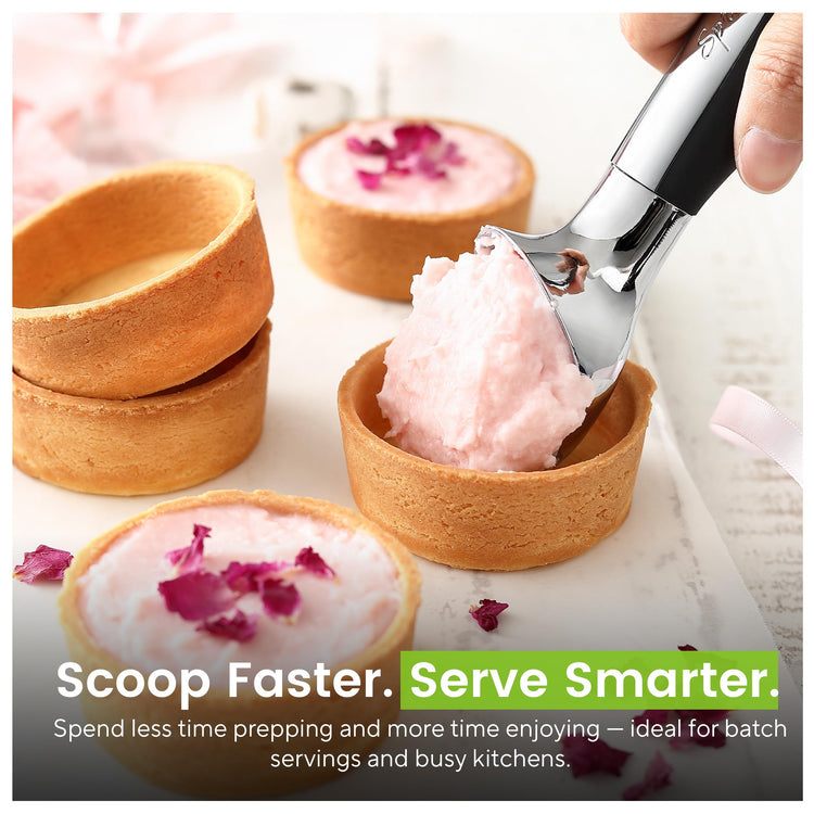 Heavy Duty Metal Ice Cream Scoop with Soft Grip Handle