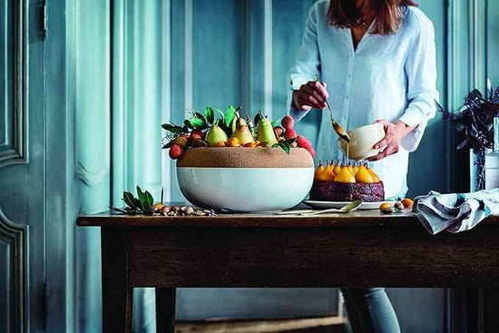 Emile Henry Made in France Large Fruit & Vegetable Storage Pantry Bowl, 14.1 inch diameter, Black Truffle
