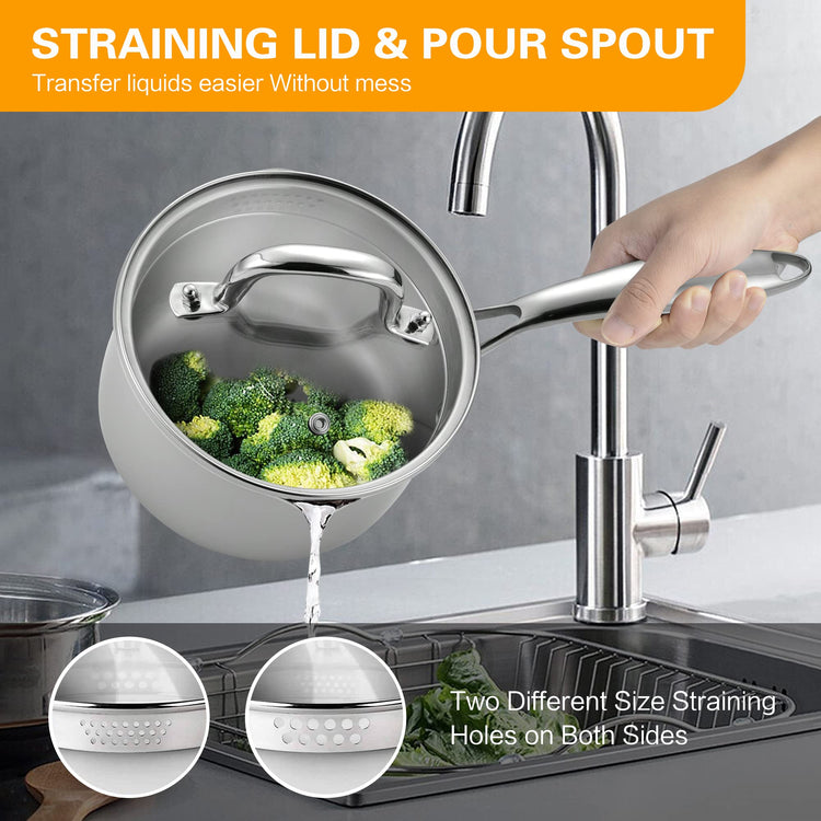 Stainless Steel Saucepan with Tempered Glass Lid