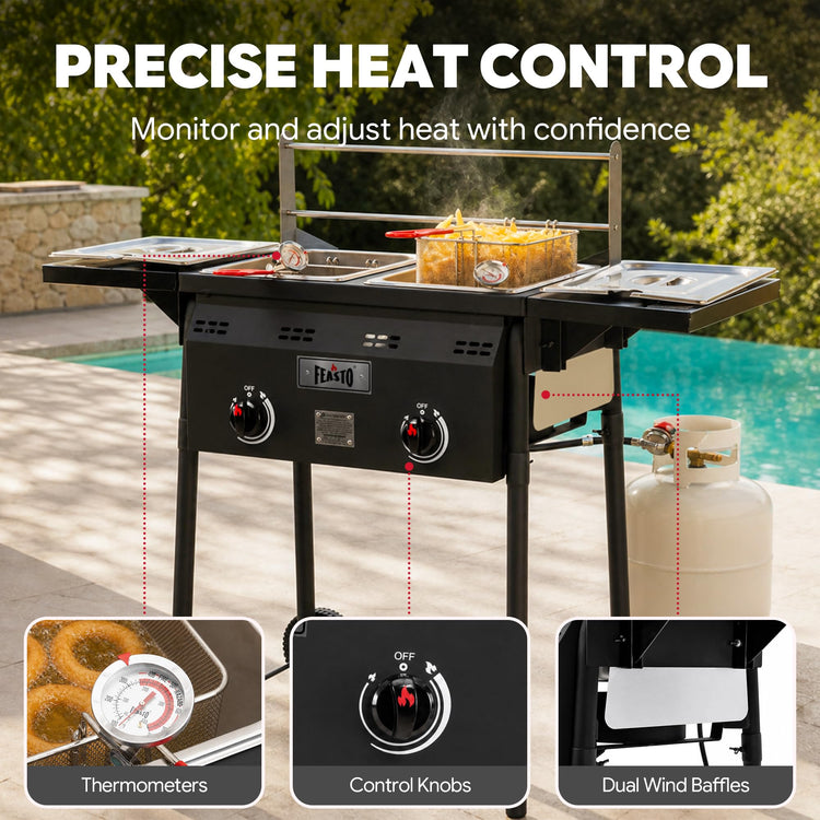 Outdoor Propane Deep Fryer with Rolling Cart