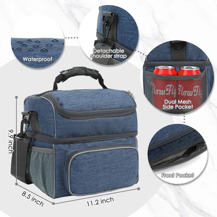 Double Layer Cooler Insulated Lunch Bag Adult Lunch Box Large Tote Bag for Men