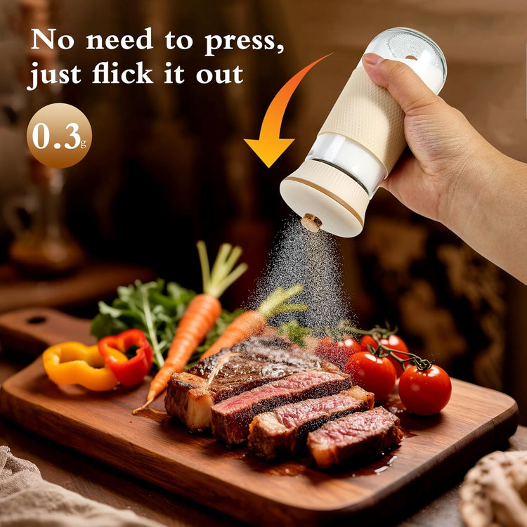 2-in-1 Salt Shaker, Glass Salt and Pepper Shakers Set for Kitchen, Salt and Pepper Containers with 1g Measuring Spoon, Farmhouse Cute Salt Pepper Shakers for Home Easy Filling, 1PCS