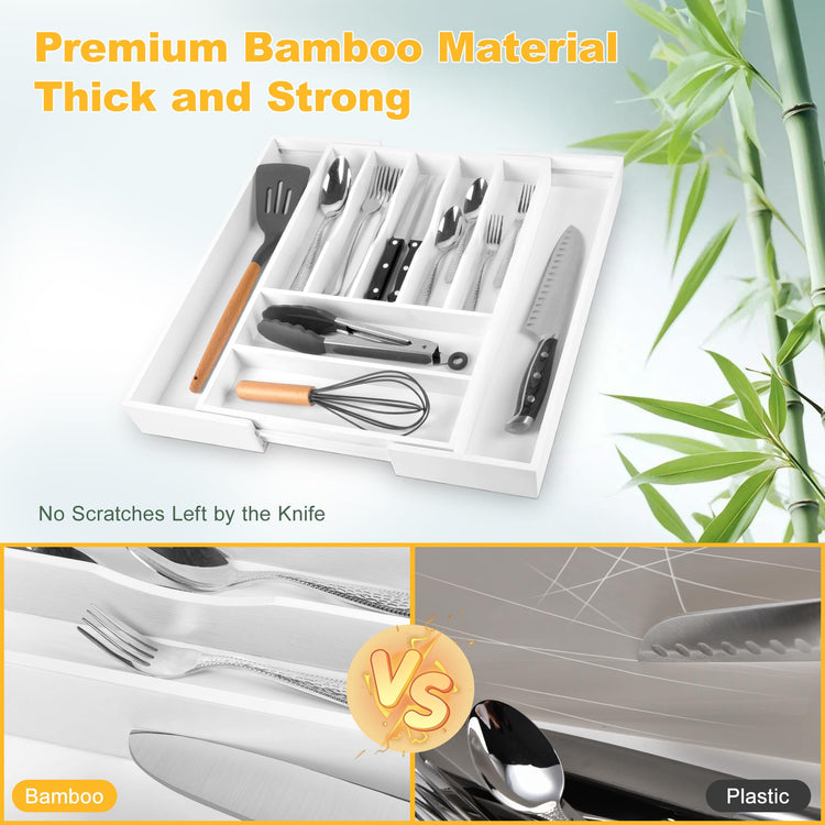 Large Premium Bamboo Silverware Organizer