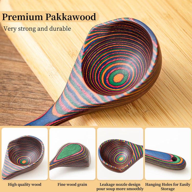 Pakkawood Rainbow Deep Soup Ladle with Spout