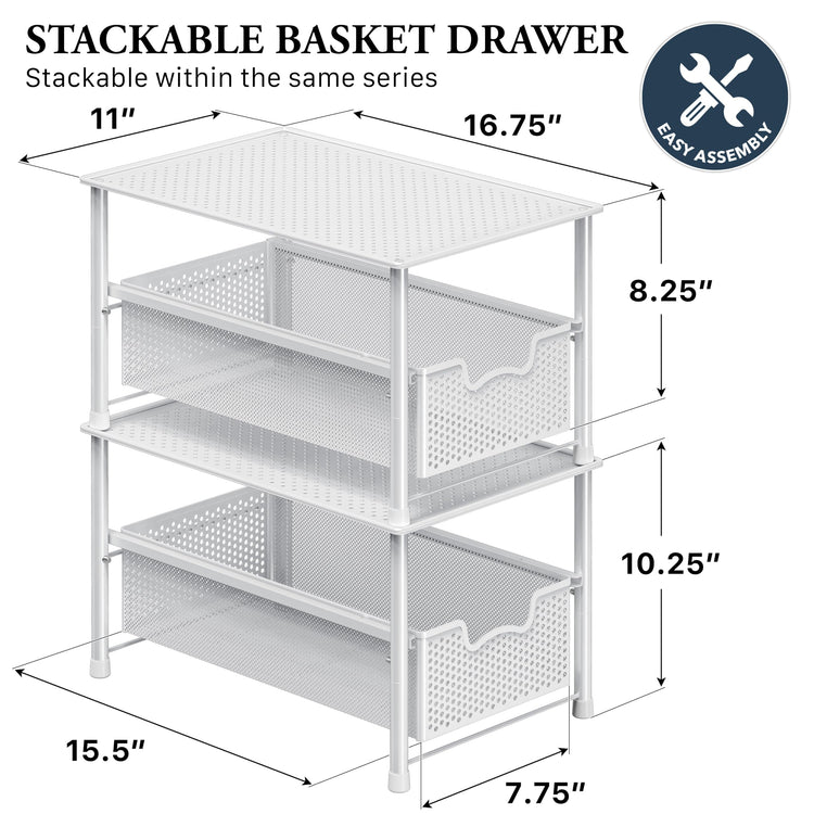 Stackable Under Sink Sliding Basket Drawer