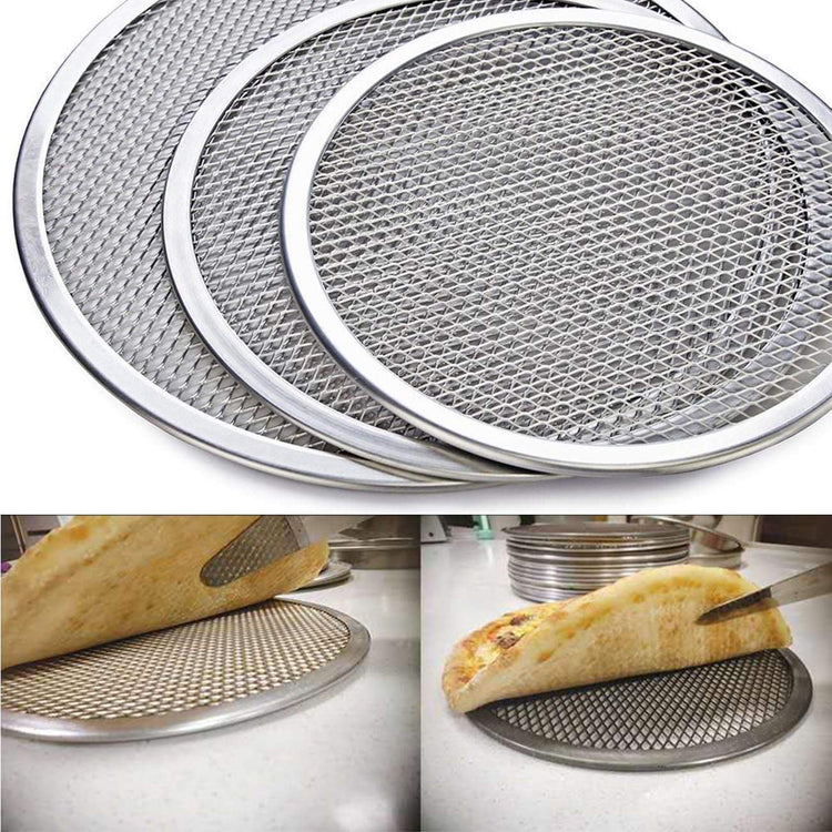 Pizza Screen 3PCS Aluminum Alloy Seamless Pizza Screen Non Stick Mesh Net Baking Tray Cookware Kitchen Tool For Oven (3 Count)