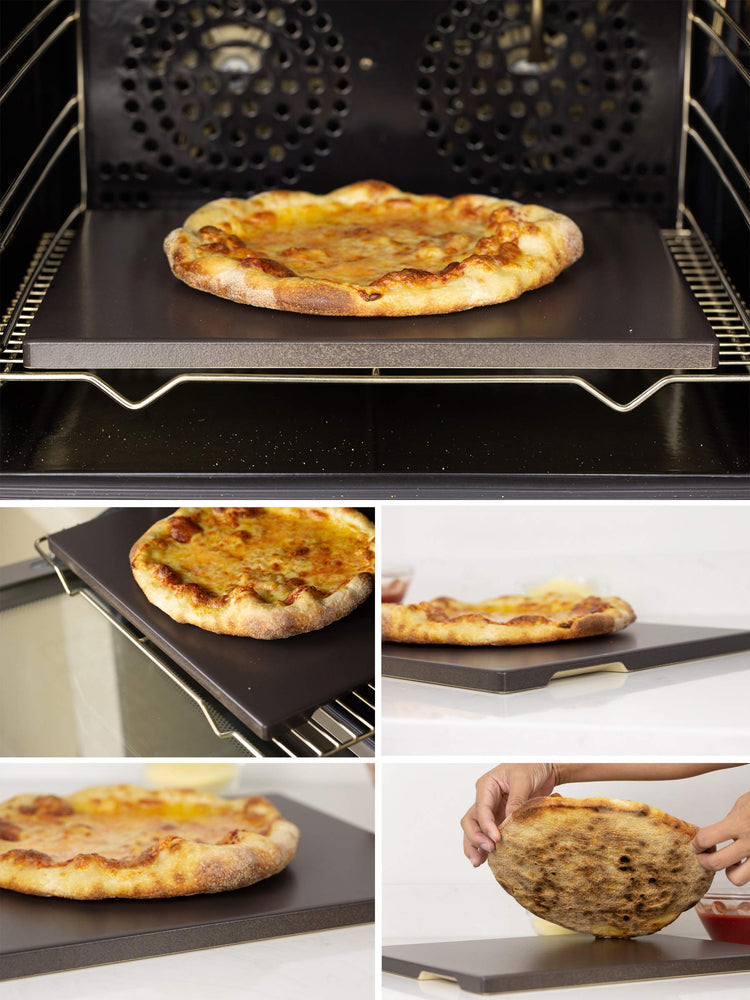 Pizza Stone Ceramic Coating 15"x12" Rectangular Pizza Stone for Oven Grill BBQ